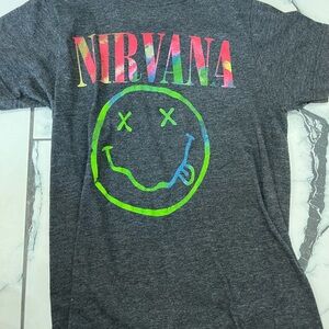 NIRVANA Charcoal Tee with Vibrant Logo